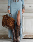Emily | Women Long Sleeve Fringe Maxi Dress