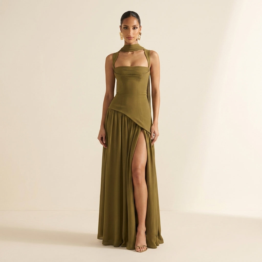 Reese | Lace-Up Back Maxi Corset Dress