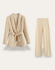 Hazel | Women’s Belted Blazer Wide Leg Trousers Set