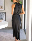 Selena | Women’s Elegant Halter Midi Dress Draped Neckline