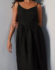 Maria | Women’s Midi Dress V Neck Open Back Slit