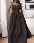Maria | Women’s Midi Dress V Neck Open Back Slit