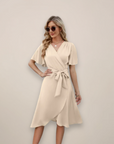 Jasmine | Women’s Midi Wrap Dress With Front Tie