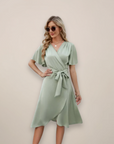 Jasmine | Women’s Midi Wrap Dress With Front Tie