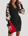 Jenny | Women’s Mini Wrap Dress Sheer Sleeve V Neck