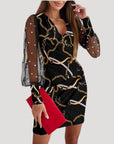 Jenny | Women’s Mini Wrap Dress Sheer Sleeve V Neck
