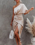 Isabel | Women’s One Shoulder Mini Dress Wrap Style