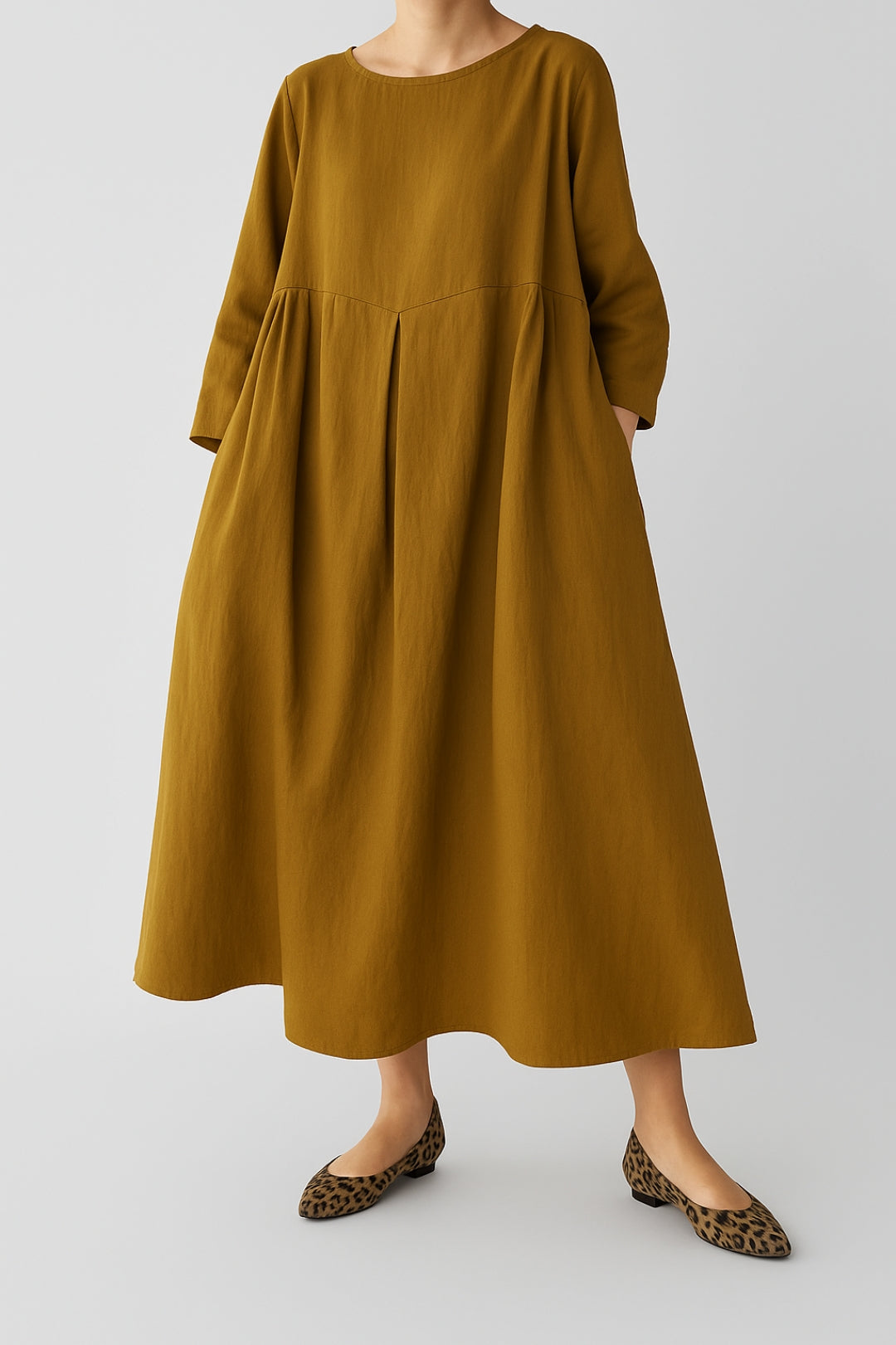 Violet | Women’s Relaxed Fit Midi Dress Front Pleats