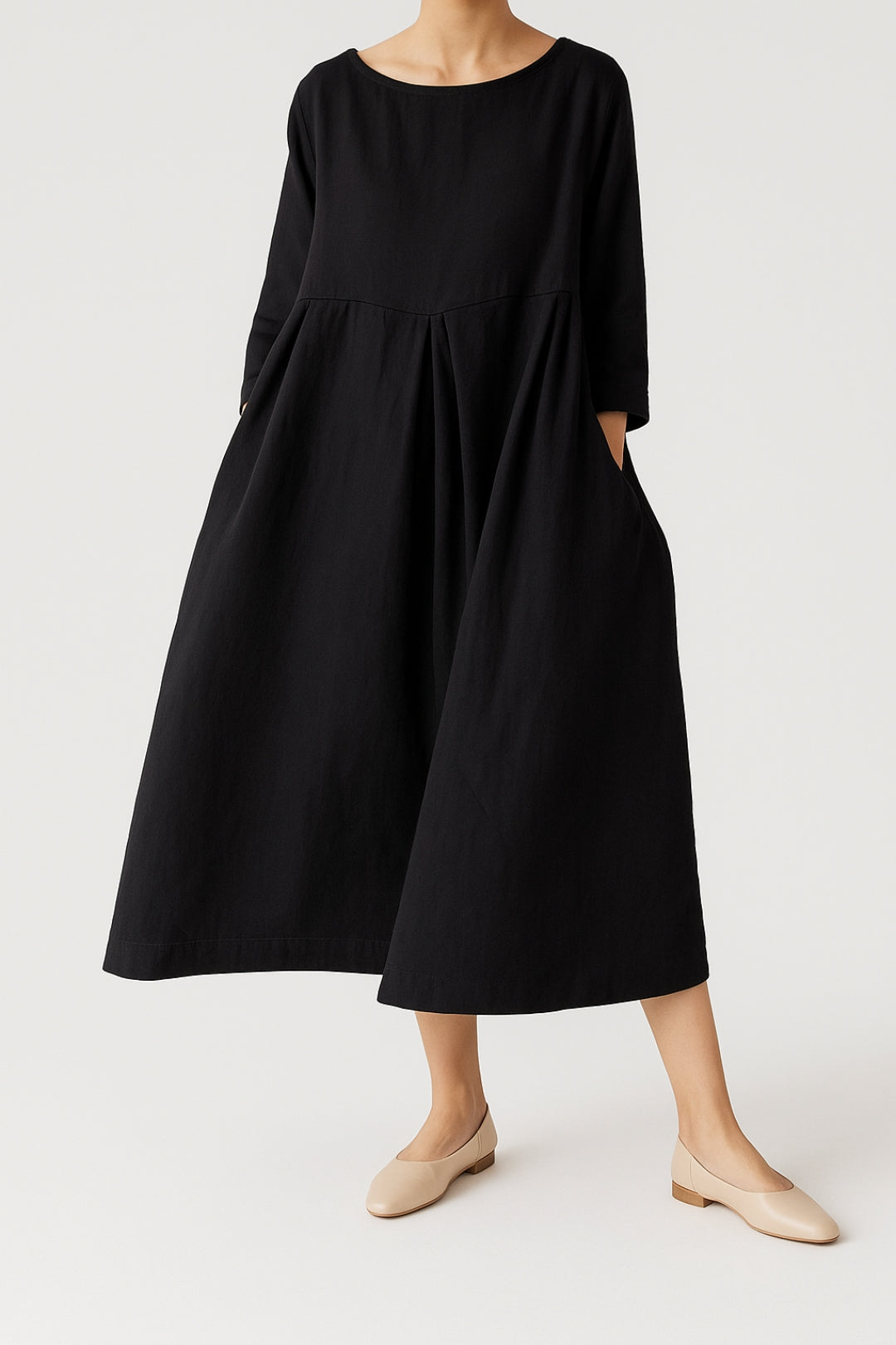 Violet | Women’s Relaxed Fit Midi Dress Front Pleats