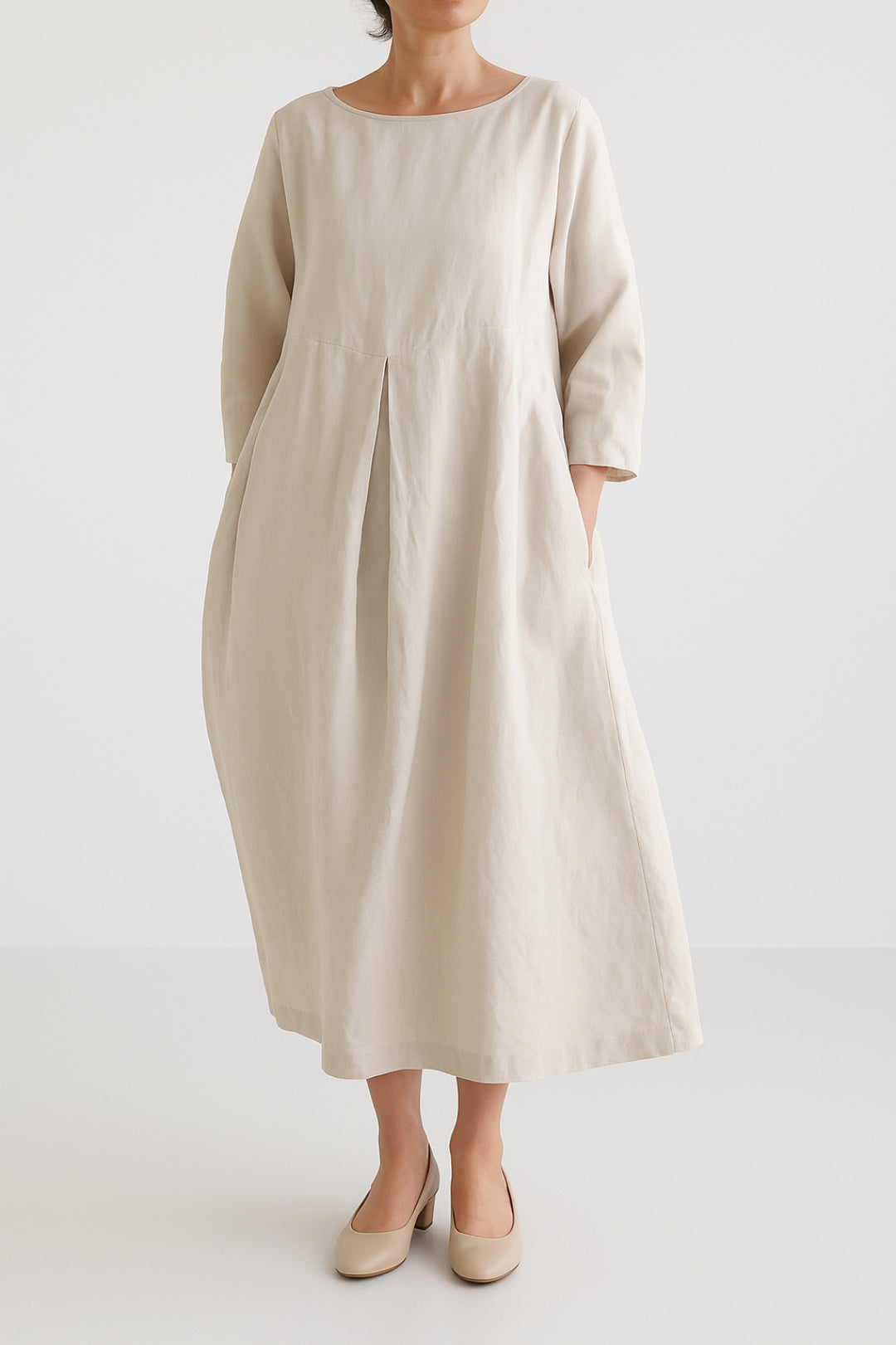 Violet | Women’s Relaxed Fit Midi Dress Front Pleats