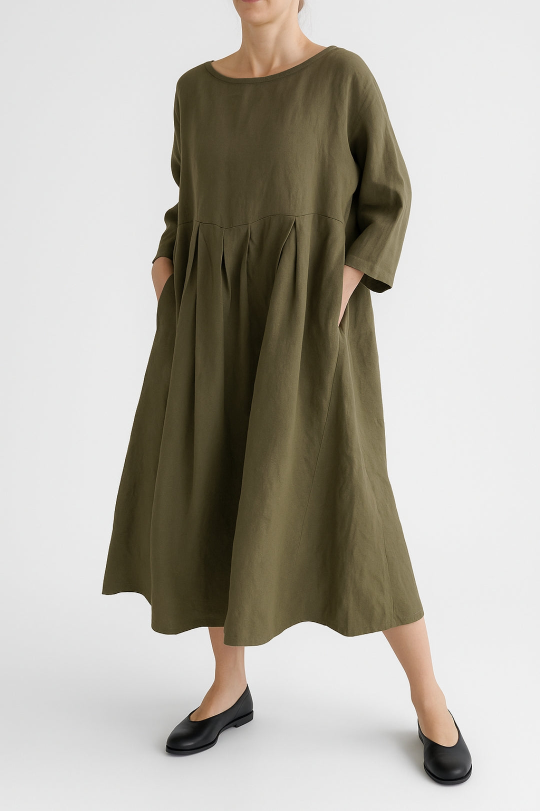 Violet | Women’s Relaxed Fit Midi Dress Front Pleats