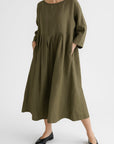 Violet | Women’s Relaxed Fit Midi Dress Front Pleats