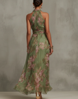 LIVIA | ELEGANT FLORAL HALTER MAXI DRESS