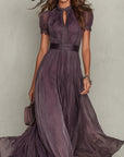 Sienna - Long Violet Dress with Keyhole Neckline