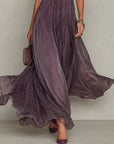 Sienna - Long Violet Dress with Keyhole Neckline