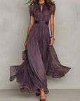 Sienna - Long Violet Dress with Keyhole Neckline