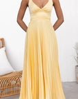 Bianca  | Women’s V-Neck Pleated Maxi Dress