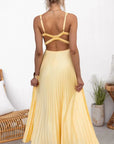 Bianca  | Women’s V-Neck Pleated Maxi Dress