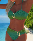 Halter Neck Swimsuit with Leopard Print and Gradient