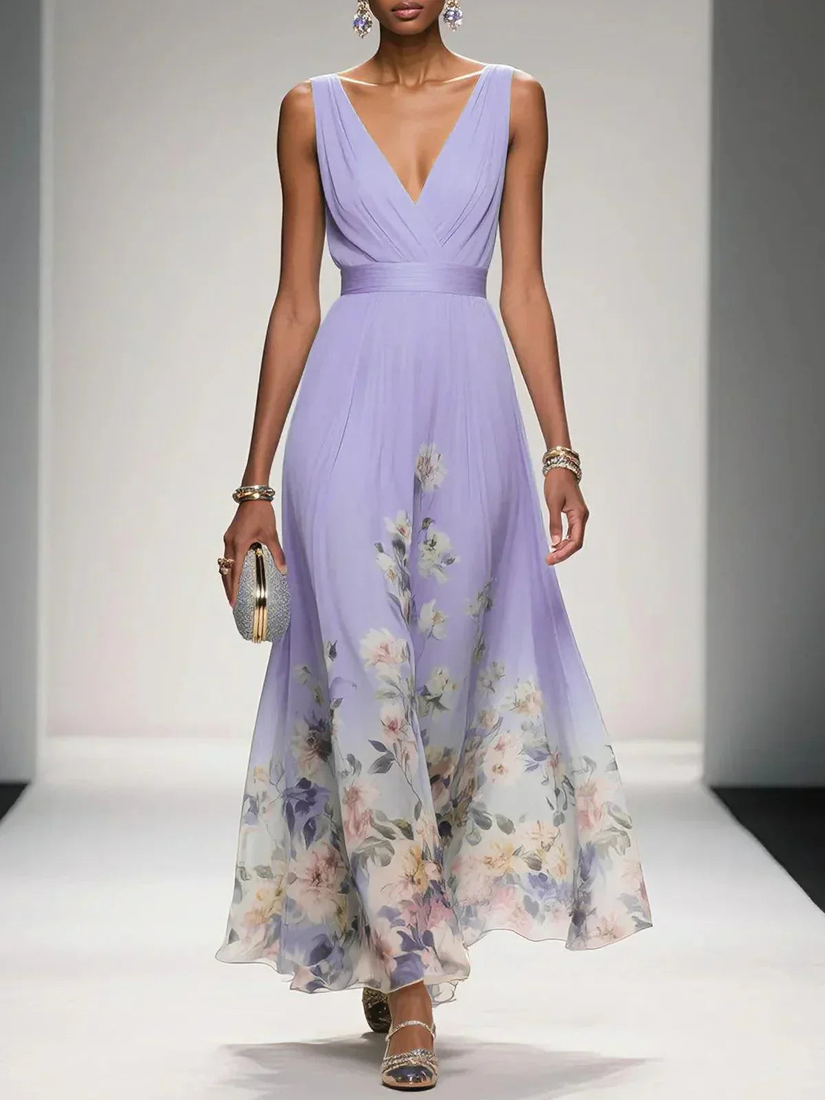 Taylor | Women Floral Chiffon Summer Maxi Dress