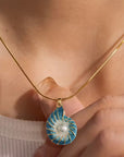 Seashell Pearl Pendant Necklace