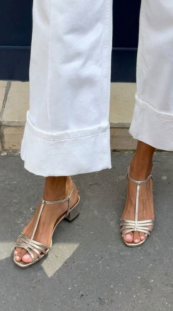 Metallic Heeled Sandals