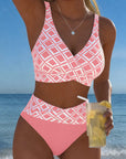 Two-Piece Bikini with Bra Cut and Diamond Pattern