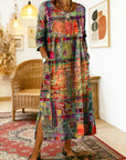 Manuela | Printed Dress with Ethnic Patchwork