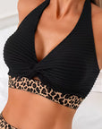 Ribbed Bikini Leopard Color Block