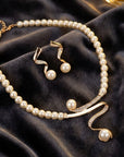 Elegant Wave Pearl Jewelry Set