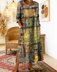 Manuela | Printed Dress with Ethnic Patchwork