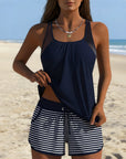 Simple Striped Tankini Shorty
