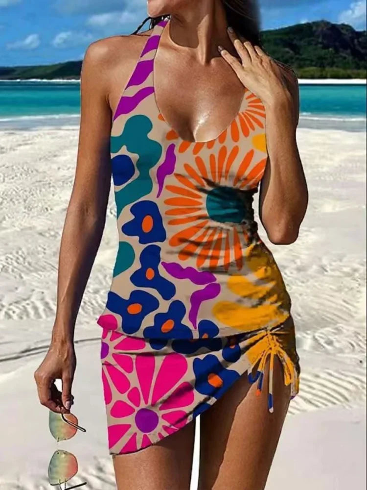 Fiesta – Graphic Floral Tankini with Shorts, Flat Belly Effect