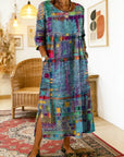 Manuela | Printed Dress with Ethnic Patchwork