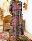 Manuela | Printed Dress with Ethnic Patchwork