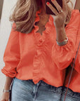 Kimberly | Women Ruffle Detail V Neck Blouse