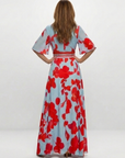Corinne | V Neck Short Sleeve Floral Maxi Dress