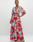Corinne | V Neck Short Sleeve Floral Maxi Dress