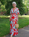 Corinne | V Neck Short Sleeve Floral Maxi Dress