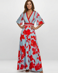 Corinne | V Neck Short Sleeve Floral Maxi Dress