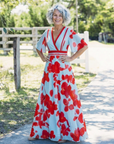 Corinne | V Neck Short Sleeve Floral Maxi Dress