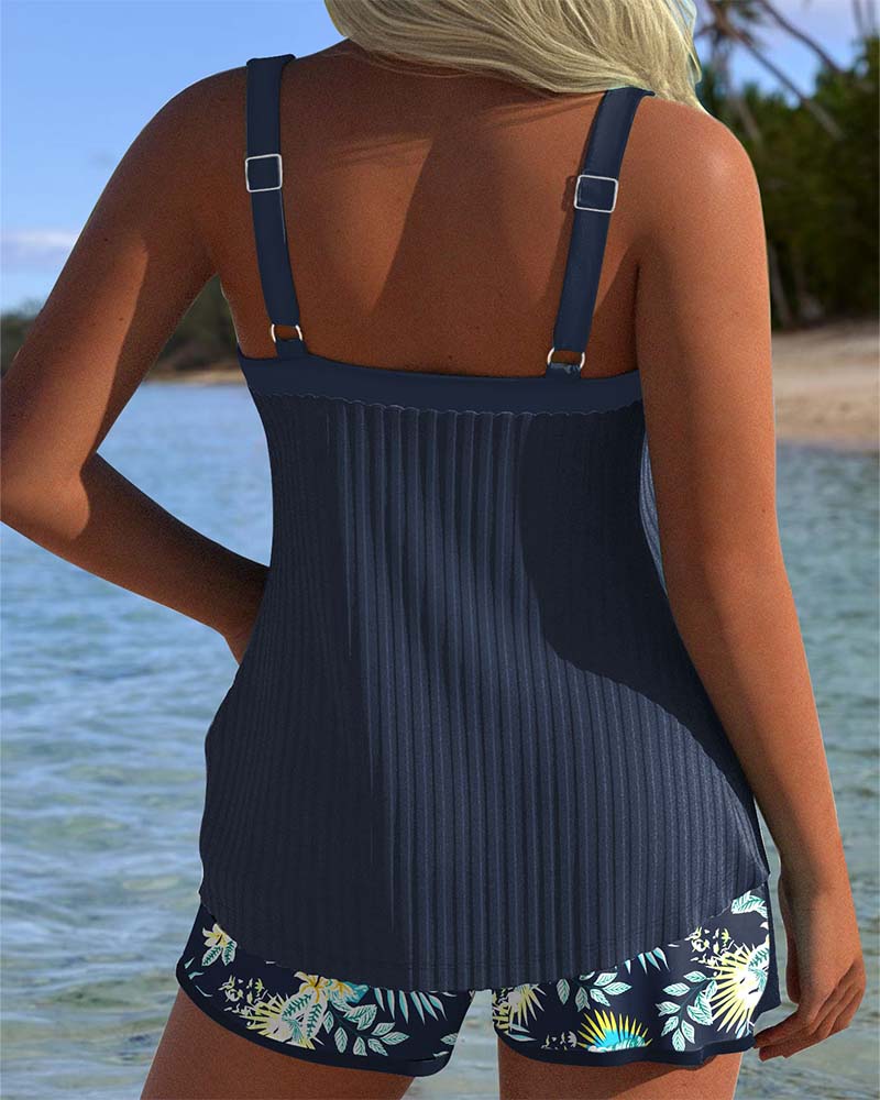 By Esmee® | Striped Tankini with Two-Piece Beach Shorts
