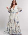 Lavinia | Long Sleeve V Neck Floral Maxi Dress