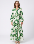 Sabine | Long Sleeve Tie Waist Tiered Maxi Dress
