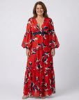Isolde | V Neck Tie Waist Long Sleeve Maxi Dress