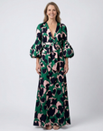 Isolde | V Neck Tie Waist Long Sleeve Maxi Dress