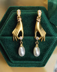 Graceful Hand Pearl Earrings