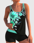 Flor – Floral tankini with shorts, creates a flat stomach effect