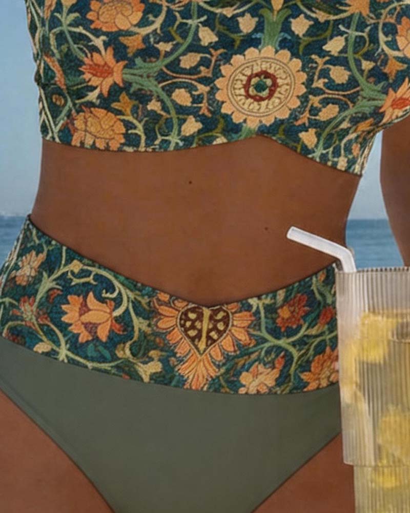 Vintage Floral Print Bikini Sexy