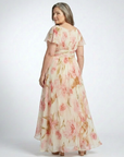 Elara | V Neck Short Sleeve Floral Maxi Dress
